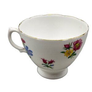 VintageTeacup Royal Vale bone china made in England flowers on white cup READ